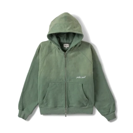 PUBLIC SAINT SUN FADED ZIP-UP HOODIE - GREEN