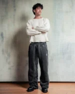 WIDE LEG SWEATPANT - WASHED BLACK