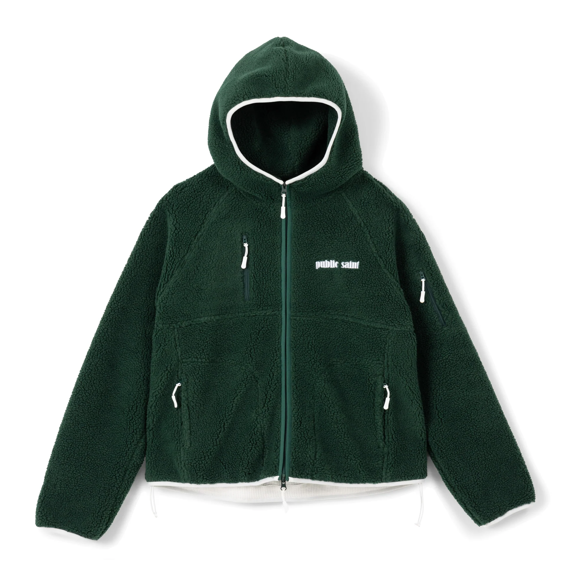 SHERPA FLEECE JACKET - GREEN PUBLIC SAINT SHERPA FLEECE JACKET - GREEN
