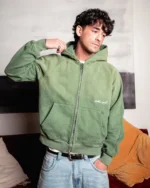 SUN FADED ZIP-UP HOODIE - GREEN