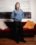 SUN FADED ZIP-UP HOODIE - BLUE