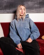 SUN FADED ZIP-UP HOODIE - BLUE