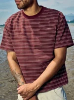 Public Saint Red Striped Tee - Image 4