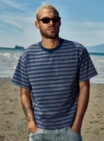 Public Saint Navy Striped Tee - Image 2
